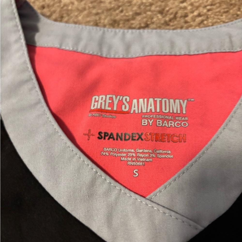 Grey's Anatomy Black and Pink Scrub Top